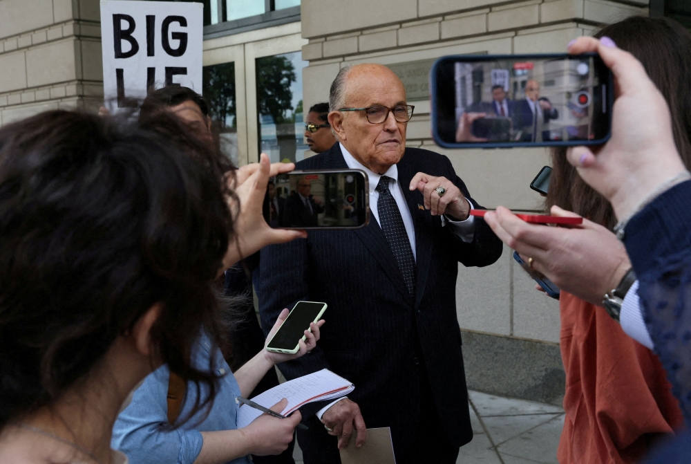 Rudy Giuliani, in a bankruptcy petition seeking protection from his creditors, listed assets of between US$1 million and US$10 million and liabilities of between US$100 million and US$500 million. ― Reuters pic