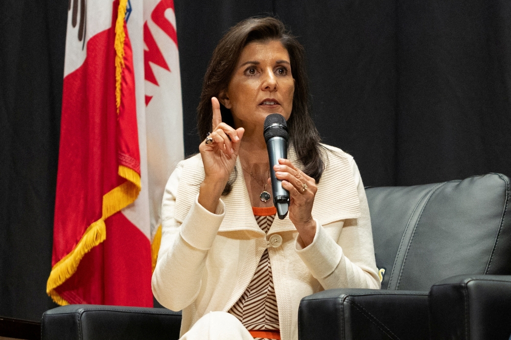 File photo of Republican presidential candidate and former US Ambassador to the United Nations Nikki Haley speaking during the ‘Faith and Family with the Feenstras’ event moderated by Republican Randy Feenstra in Sioux Center, Iowa, US December 9, 2023. ― Reuters pic
