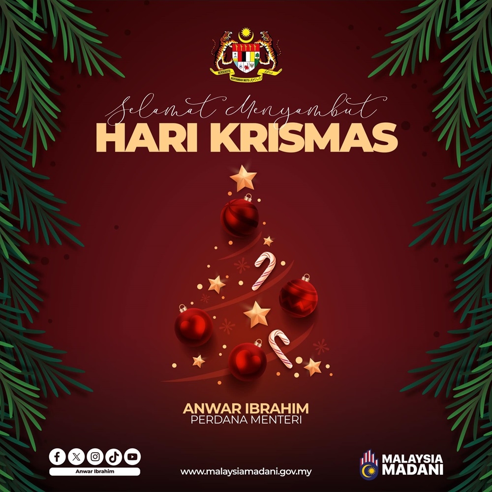 Prime Minister Datuk Seri Anwar Ibrahim in a Facebook posting said the Christmas Day celebration this year can serve as a momentum to show love, kindness, understanding and compassion among each other and spread goodwill among the various communities, irrespective of race, religion and background. — Picture via Facebook/Anwar Ibrahim