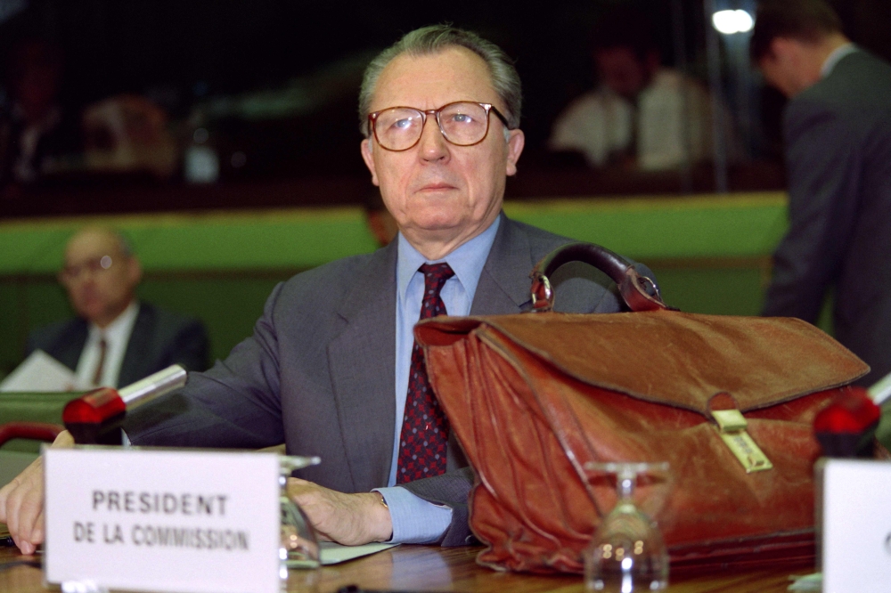 Jacques Delors, President of the Commission of the European Union attends a meeting at the Council of Ministers for Economic Affairs and Finance in Luxembourg, on October 11, 1994. Former EU Commission president Jacques Delors died on December 27, 2023. — AFP pic