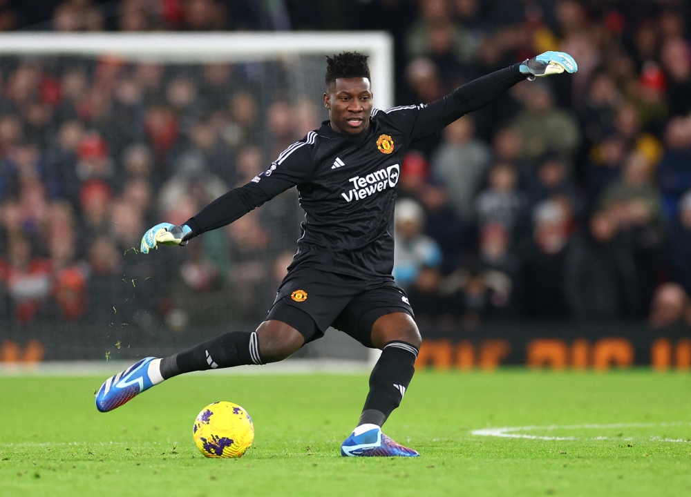 Manchester United’s Andre Onana in action during a match against Aston Villa at Old Trafford, Manchester, December 26, 2023. — Reuters pic 