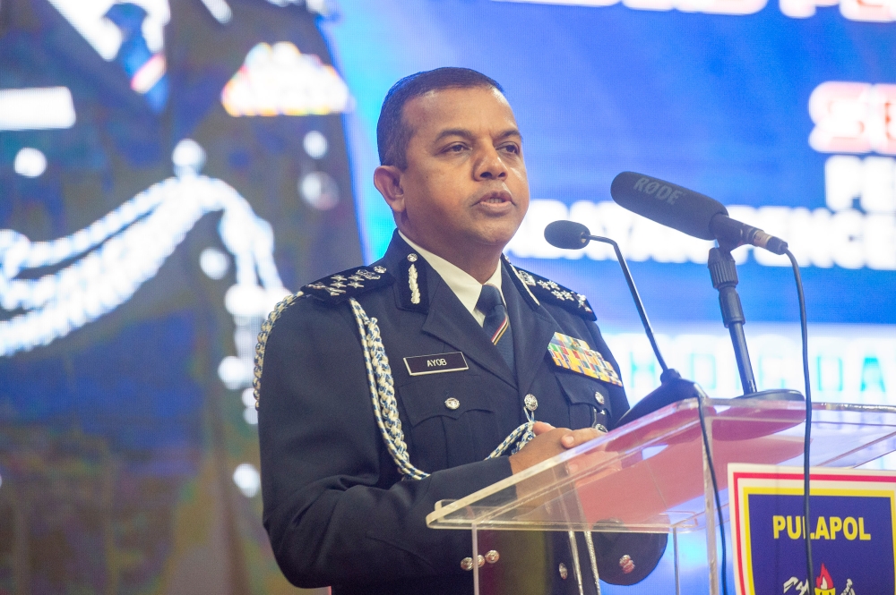 Deputy Inspector-General of Police Datuk Seri Ayob Khan Mydin Pitchay speaks to the media at Pulapol in Kuala Lumpur December 29, 2023. — Picture by Shafwan Zaidon