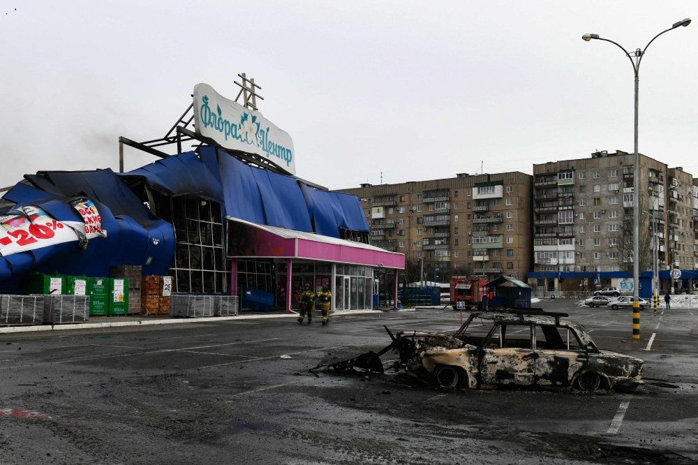 Buildings damaged in six cities included warehouses, a shopping mall and a maternity hospital, according to officials. — AFP pic