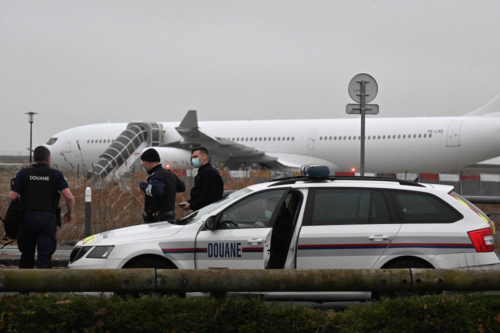 The Airbus A340 was detained last week at Vatry airport, east of Paris, where it had stopped for refuelling. — AFP pic