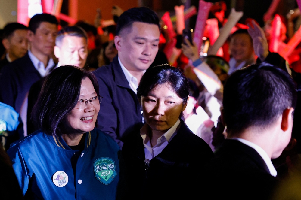 Hsiao Bi-khim, vice president candidate of Democratic Progressive Party’s attends a campaign event with Lai Ching-te, Taiwan’s Vice President and the ruling Democratic Progressive Party’s presidential candidate, in Taipei, Taiwan December 29, 2023. — Reuters pic