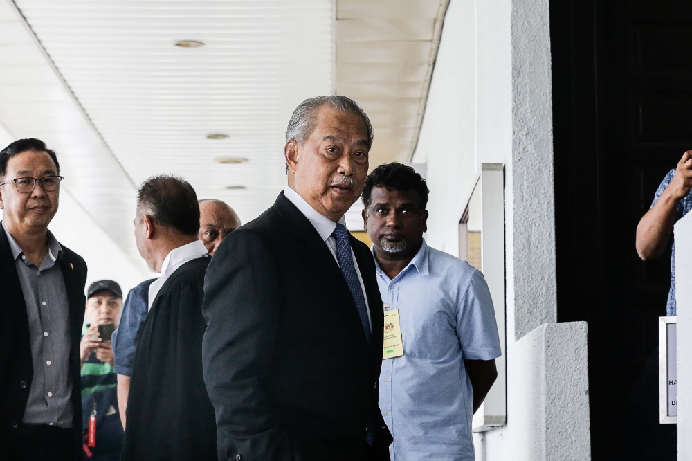 Tan Sri Muhyiddin Yassin at Kuala Lumpur High Court, August 17, 2023. — Picture by Sayuti Zainudin