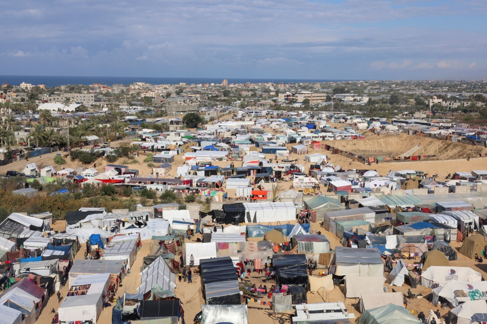 General view of a tent camp sheltering displaced Palestinians, who fled their homes due to Israeli strikes, amid the ongoing conflict between Israel and the Palestinian Islamist group Hamas, in Rafah, southern Gaza Strip, January 3, 2024. — Reuters pic