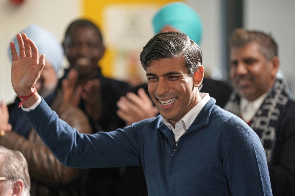 Sunak has struggled to make progress on key pledges he made exactly one year ago, including to stop small boats of migrants arriving on the south coast of England, to grow the economy and to cut hospital waiting lists, though he hit a target of halving inflation by the end of 2023. — Pool via Reuters pic