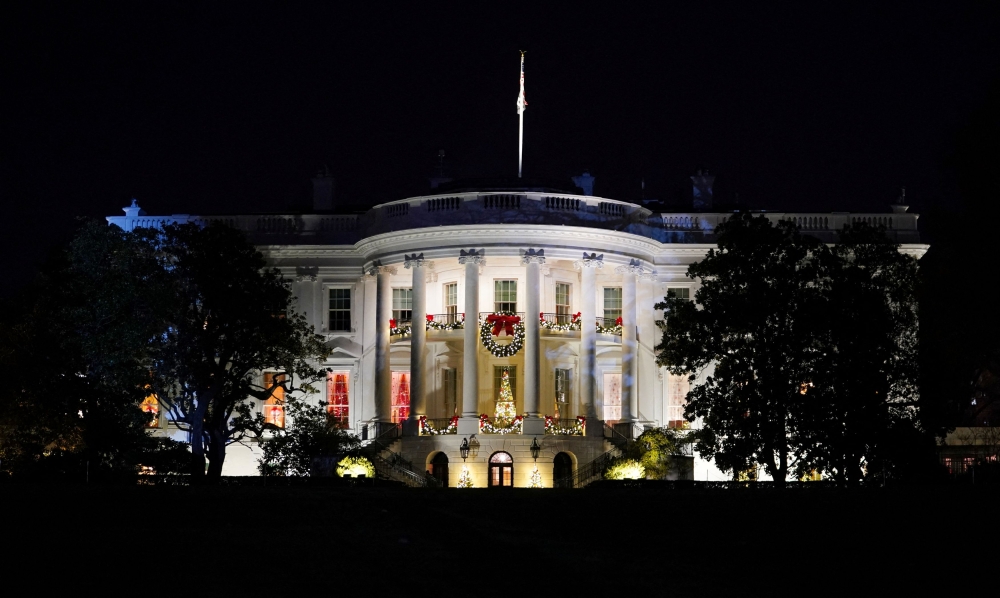 The White House is decorated for the holiday season in Washington November 29, 2023. White House budget director Shalanda Young said today she is not optimistic about reaching a deal to avoid a partial government shutdown later this month. — Reuters pic  