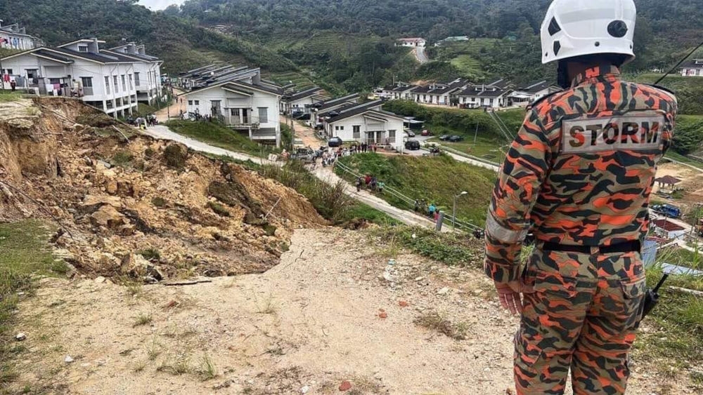 The incident, which occurred on October 12 at the Sungai Ruil Orang Asli resettlement project in Cameron Highlands, was identified to have been caused by broken underground pipes and the frequency of rain, especially at night. — Picture from X/Geng Keselamatan Negara 