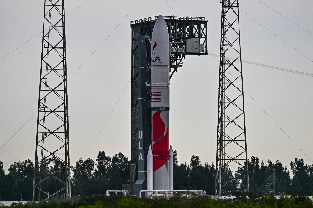 The United Launch Alliance (ULA) Vulcan Centaur rocket sits on the launch pad at Cape Canaveral Space Force Station in Cape Canaveral, Florida, on January 7, 2024.— AFP pic