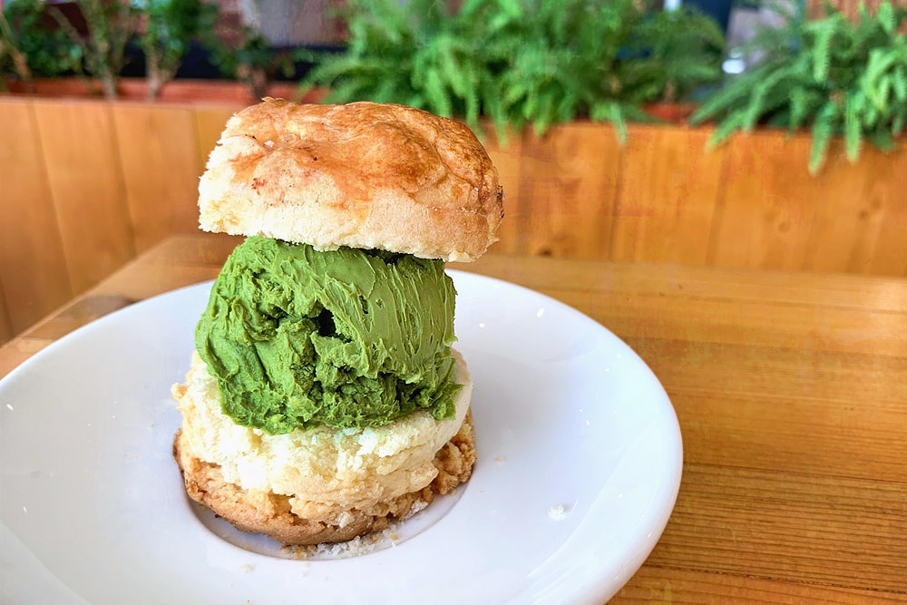 Earthy, rich and buttery: Café Omö’s signature Matcha Cream Cheese Scone. – Pictures by Kenny Mah