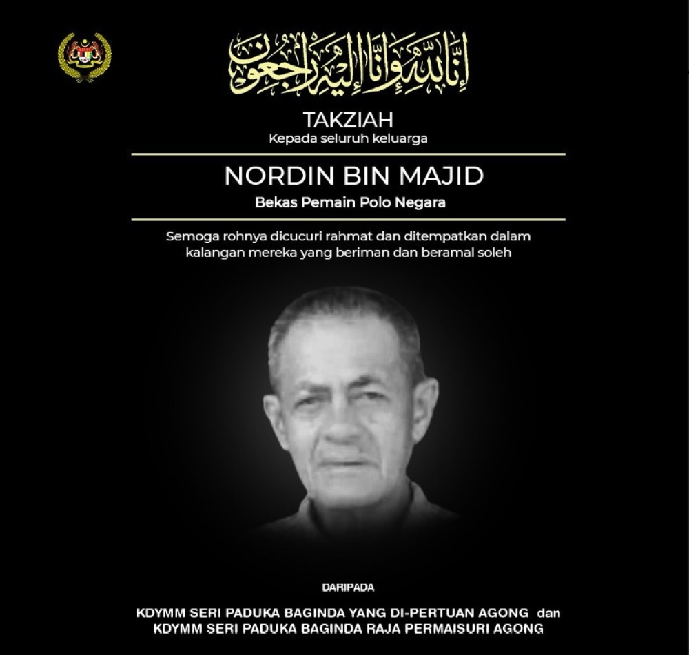 Through a post on Istana Negara's Instagram, His Majesty expressed his sadness at Nordin’s passing and expressed the hope that his family would be patient and persevere in facing this sad and bitter situation. ― Picture via Instagram/Istana Negara 