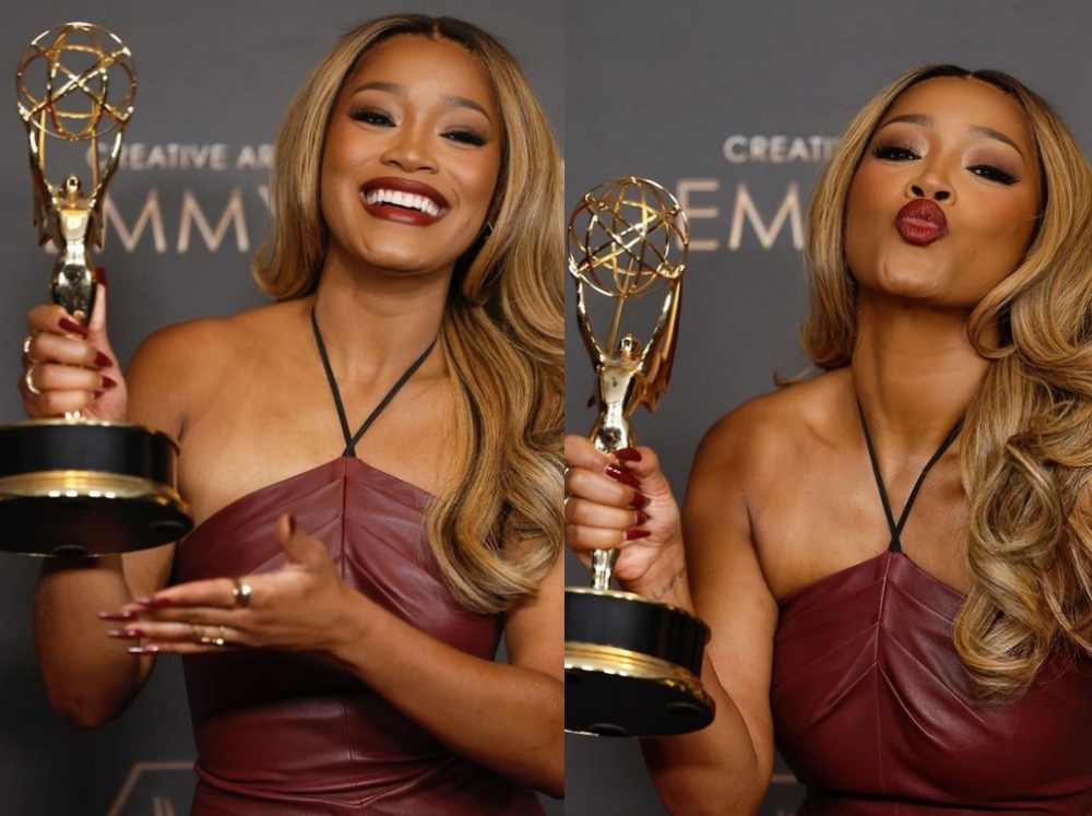 A jubilant Palmer with her second Emmy. — Pictures via Instagram/keke
