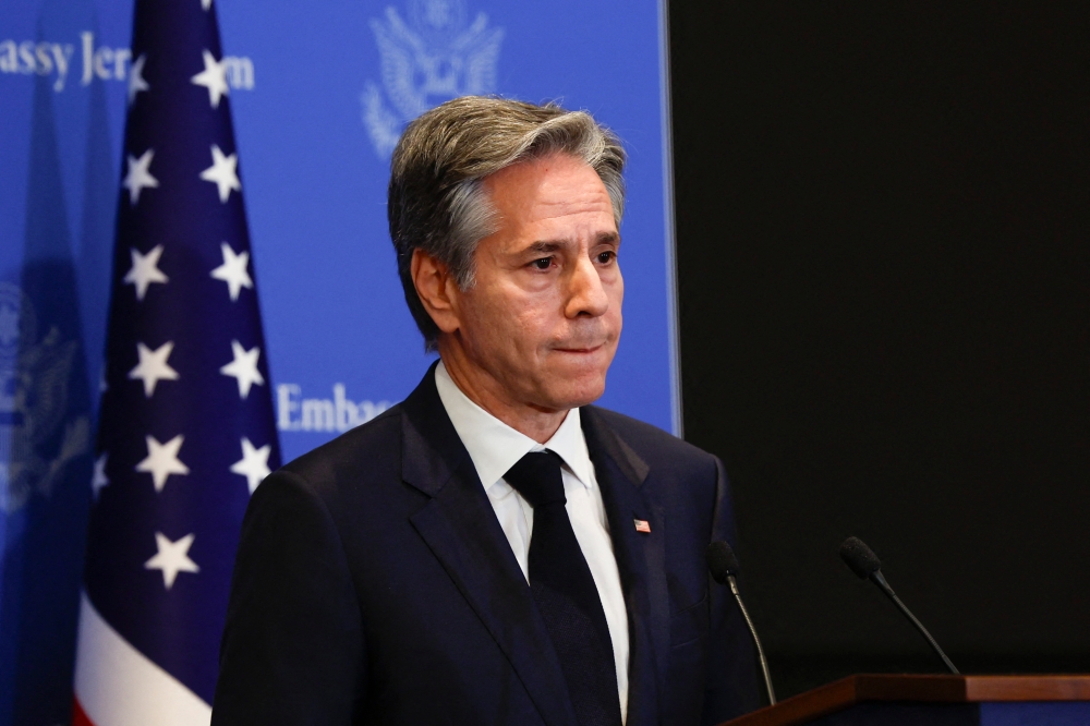 US Secretary of State Antony Blinken addresses a press conference in Tel Aviv January 9, 2024. — Picture by Evelyn Hockstein/ Pool pic via AFP