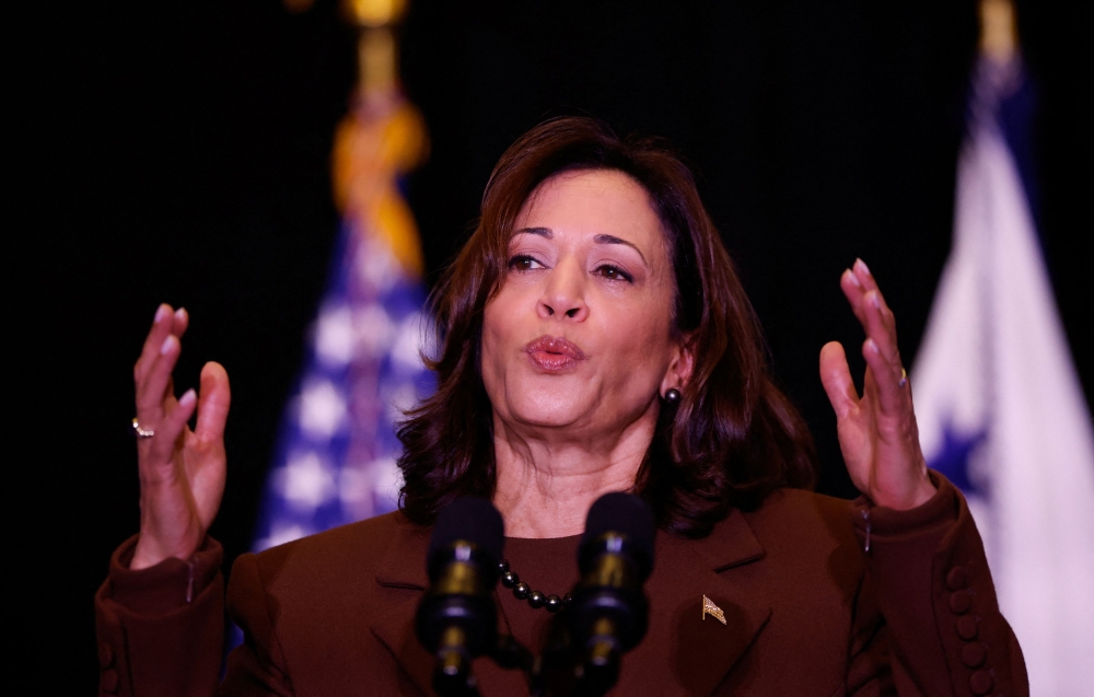 US Vice President Kamala Harris’s plane, Air Force Two, was diverted on its way back from Atlanta yesterday because of weather conditions. — Reuters pic