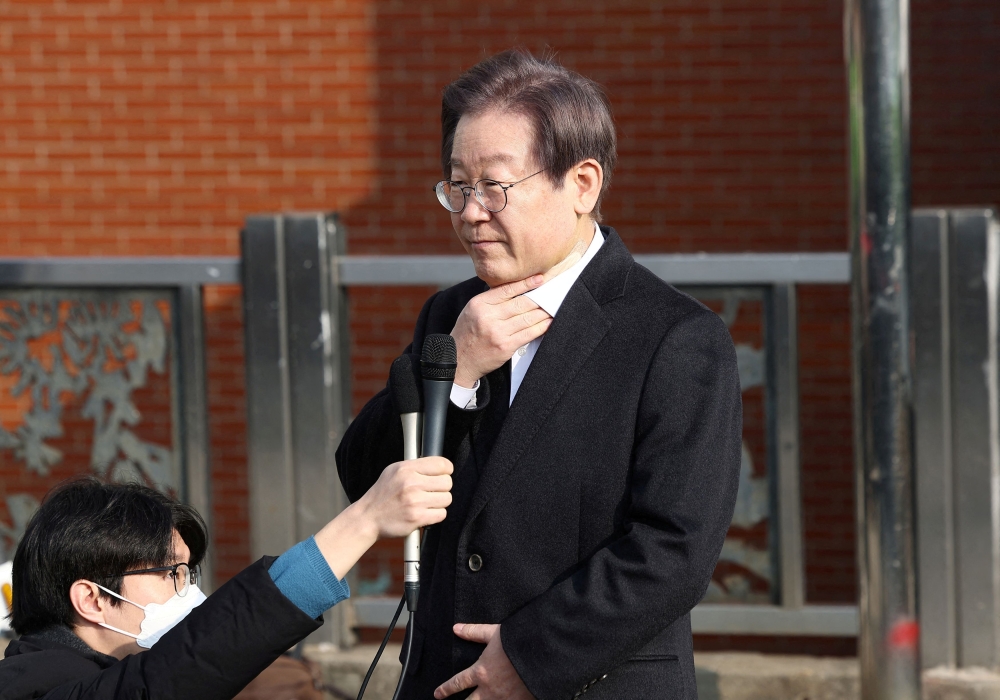 South Korea's opposition Democratic Party leader Lee Jae-myung speaks after being discharged at Seoul National University Hospital in Seoul, South Korea, January 10, 2024.  — Picture courtesy of Yonhap via Reuters
