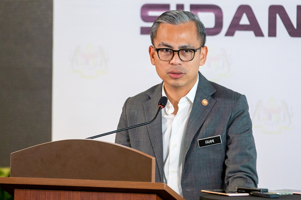Communications Minister Fahmi Fadzil speaks during a press conference in Kuala Lumpur January 10, 2024. — Picture By Raymond Manuel