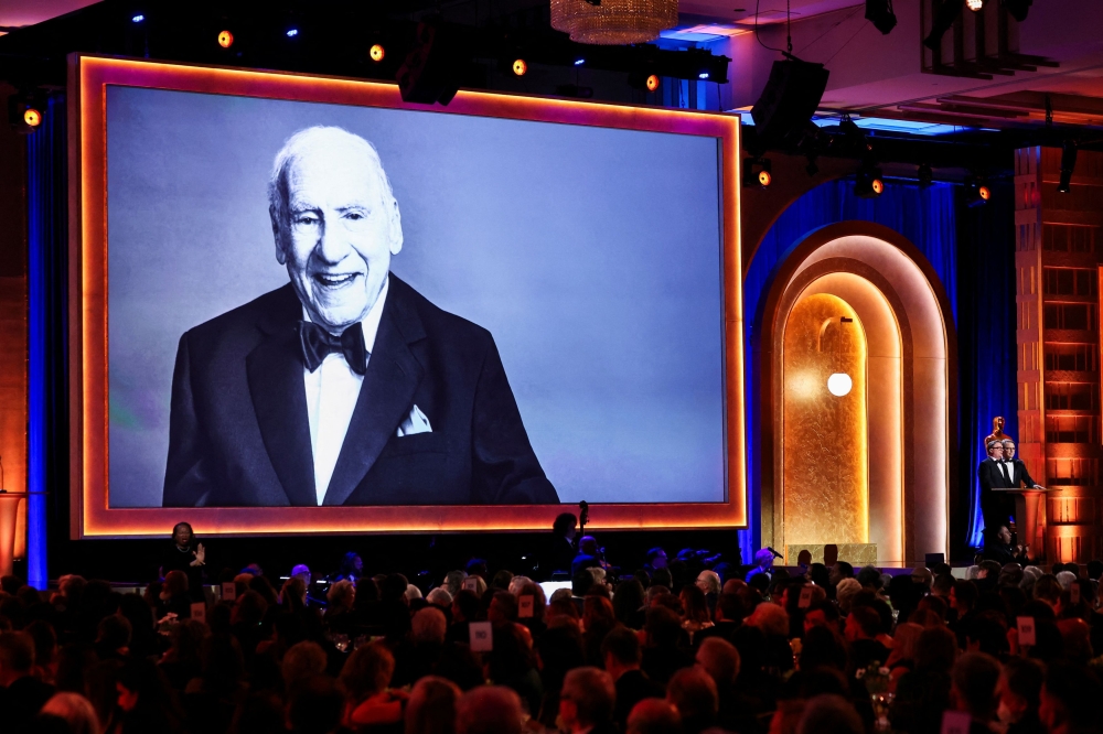 Actors Nathan Lane and Matthew Broderick introduce honoree Mel Brooks at the 14th Governors Awards in Los Angeles, California January 9, 2024. — Reuters pic  