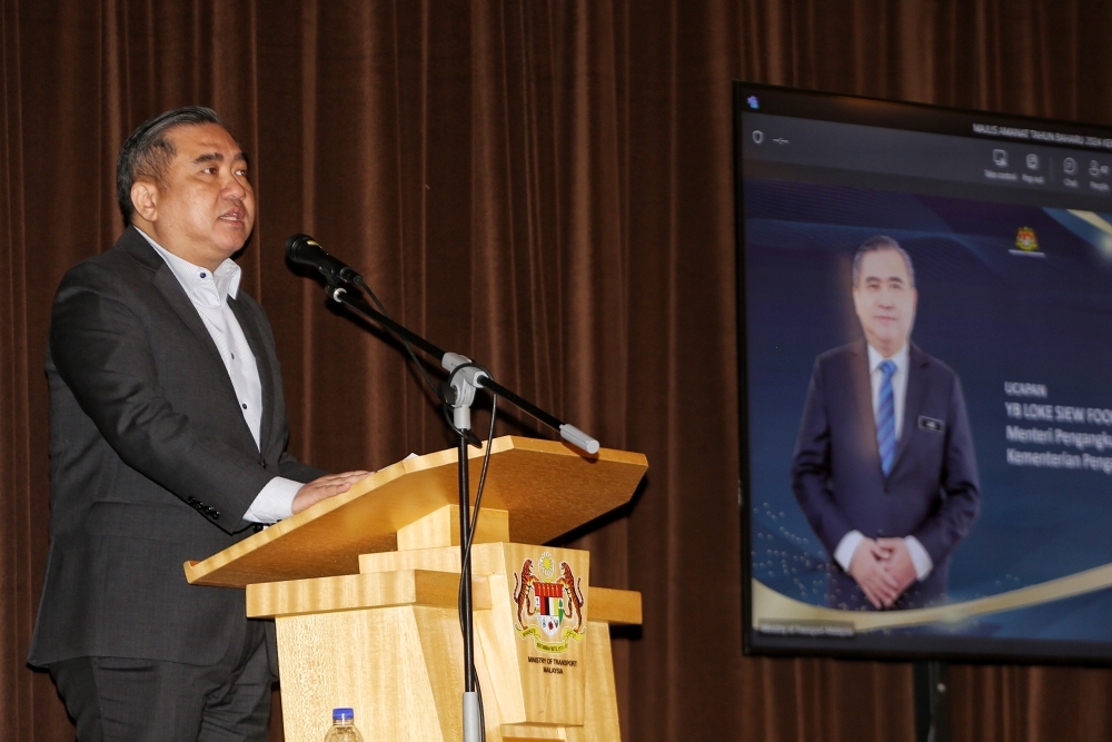 Transport Minister Anthony Loke speaks during a press conference in Putrajaya January 12, 2024. ― Picture by Choo Choy May