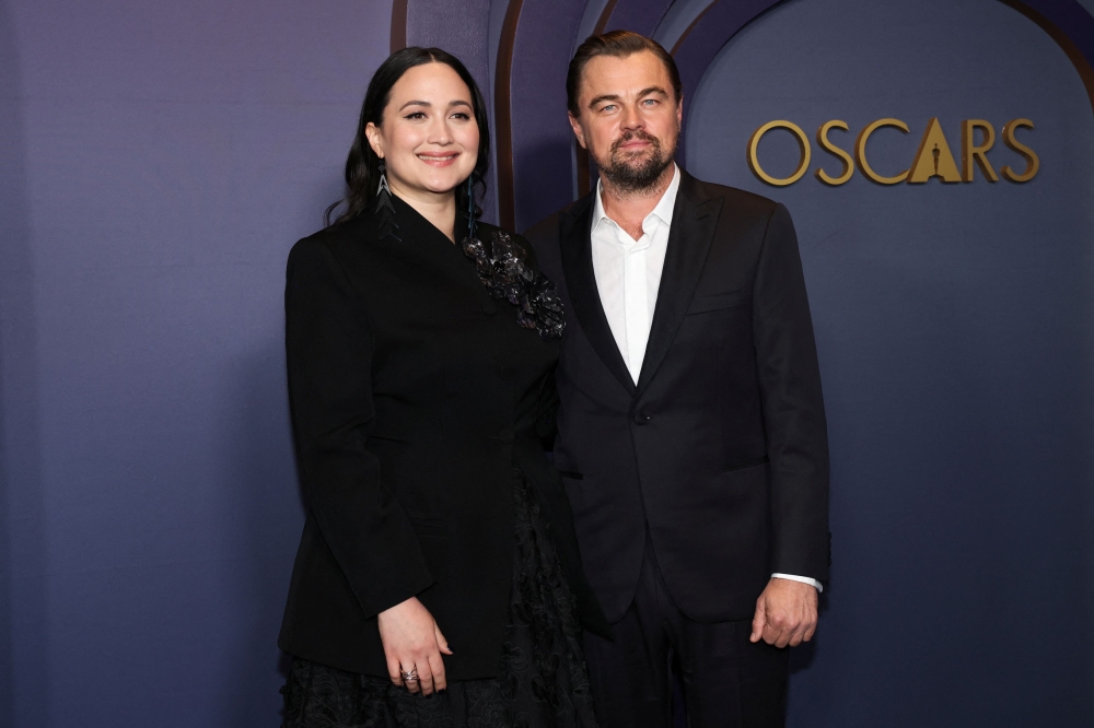File photo of actors Lily Gladstone and Leonardo DiCaprio attending the 14th Governors Awards in Los Angeles, California, US, January 9, 2024. — Reuters pic