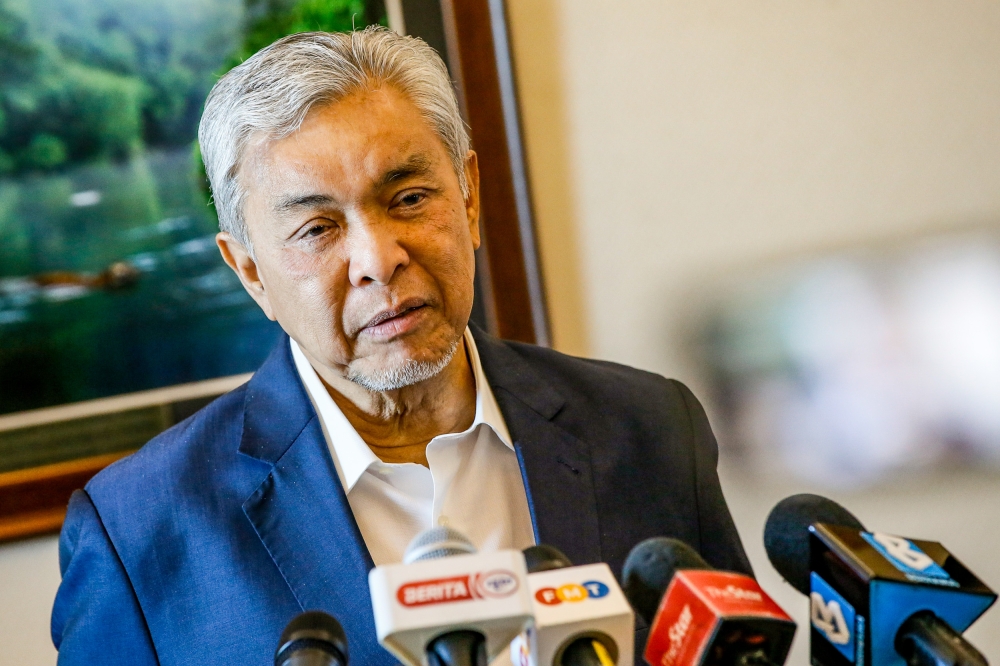 Deputy Prime Minister Datuk Seri Ahmad Zahid Hamidi has suggested a law that will prevent a mid-term change of government. — Picture by Hari Anggara