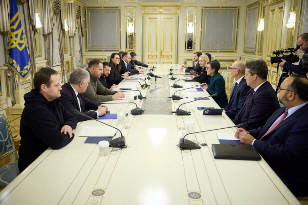 Ukrainian President Volodymyr Zelenskiy, who is scheduled to address the World Economic Forum (WEF) in Davos later in the week, was not in the opening morning session, which included 81 participants from countries and international organisations. — Reuters pic