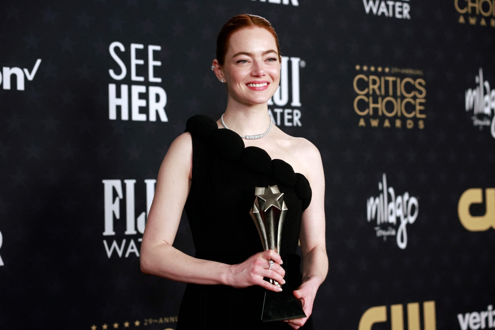 US actress Emma Stone, winner of the Best Actress award for 'Poor Things'. — AFP pic