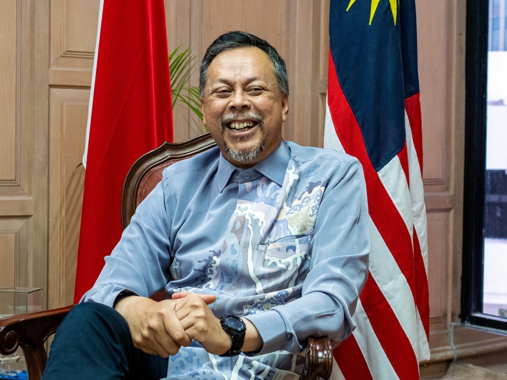 Malaysian Ambassador to Indonesia Datuk Syed Mohamad Hasrin Tengku Hussin being interviewed by reporters at his office at the Malaysian Embassy in Kuningan, South Jakarta, January 15, 2024. — Bernama pic
