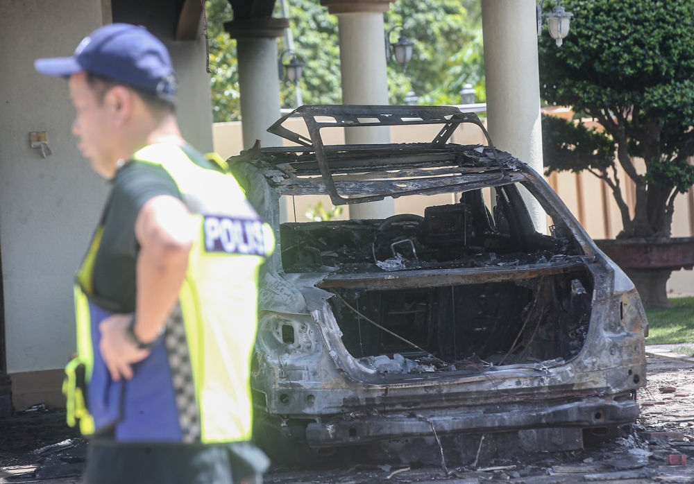 On January 10, 2024, three cars parked in the porch of Ngeh's house were damaged after a Molotov cocktail was thrown into the house compound, with the Fire and Rescue Department saying that the incident happened at around 3am. — Picture by Farhan Najib
