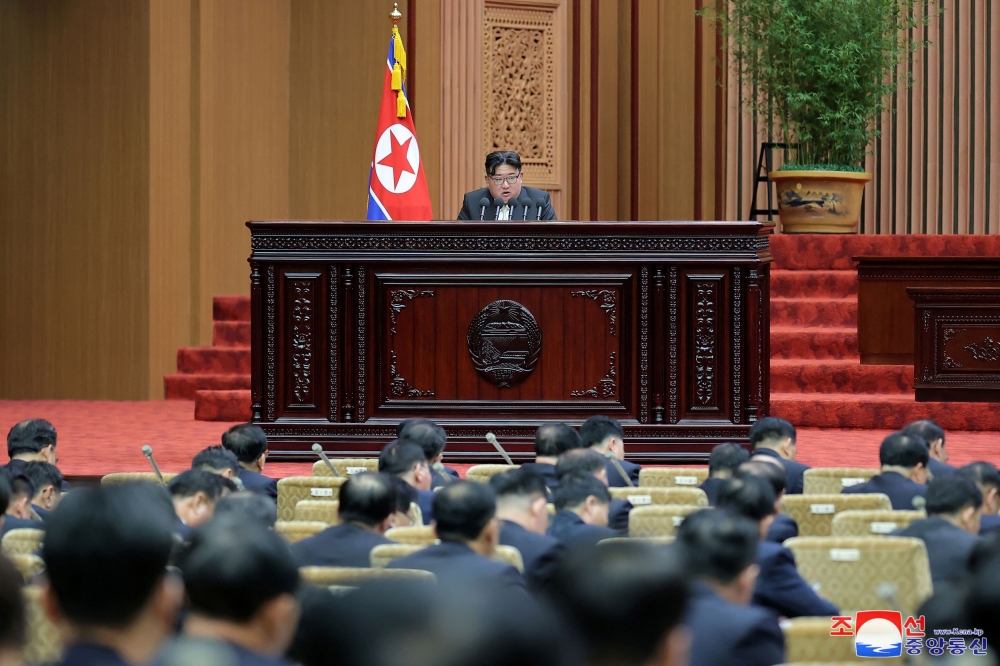 North Korean leader Kim Jong-un attends the 10th Session of the 14th Supreme People's Assembly of the Democratic People's Republic of Korea, at the Mansudae Assembly Hall, in Pyongyang, North Korea January 15, 2024. ― KCNA via Reuters