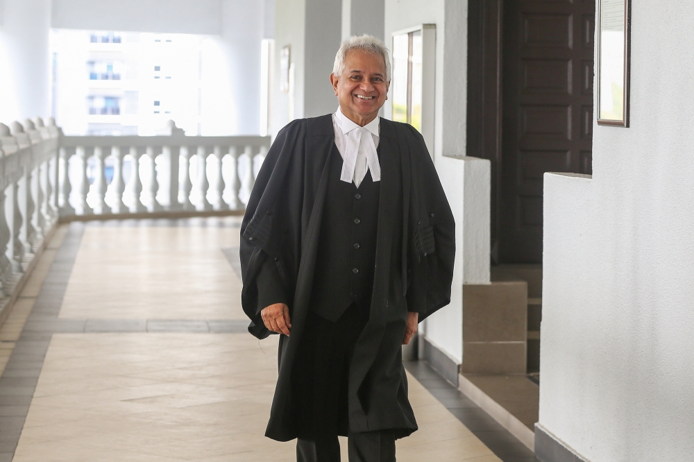 Lawyer Tan Sri Tommy Thomas at the Kuala Lumpur High Court January 16, 2024. — Picture by Yusof Mat Isa