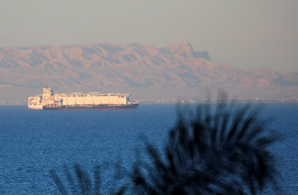 Container ships sail across the Gulf of Suez towards the Red Sea before entering the Suez Canal, in El Ain El Sokhna in Suez, east of Cairo, Egypt, March 17, 2018. — Reuters pic