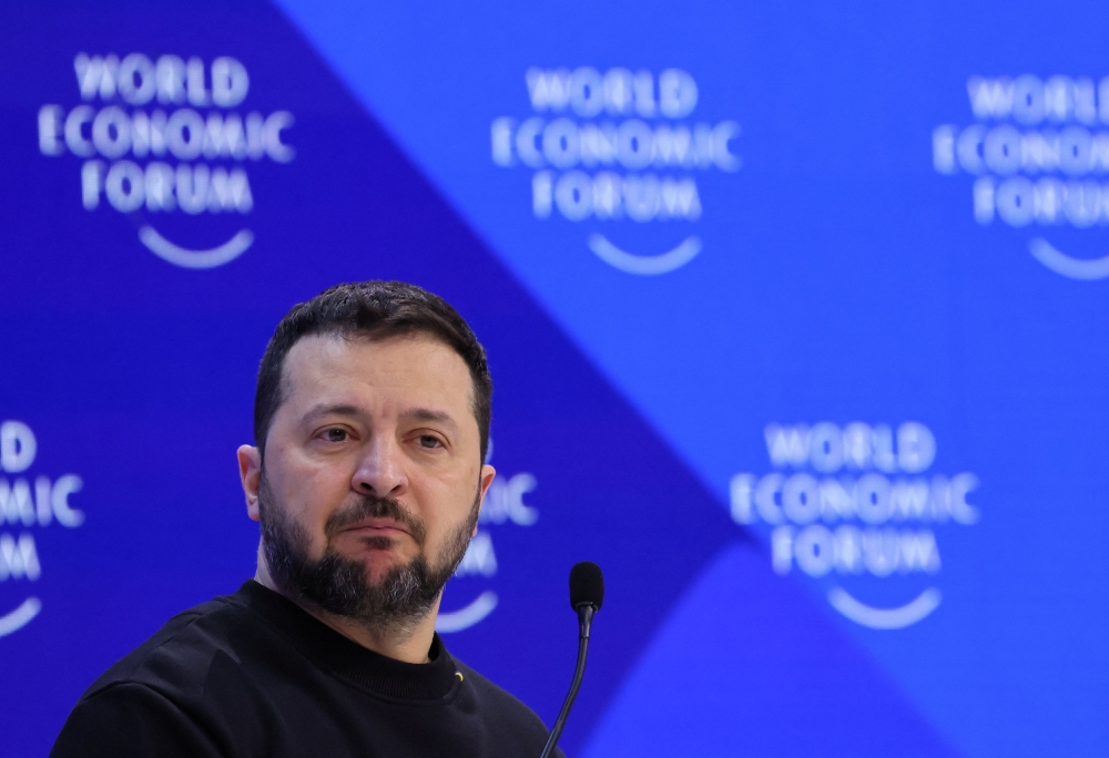 Ukraine's President Volodymyr Zelenskiy attends the 54th annual meeting of the World Economic Forum in Davos, Switzerland, January 16, 2024. — Reuters pic