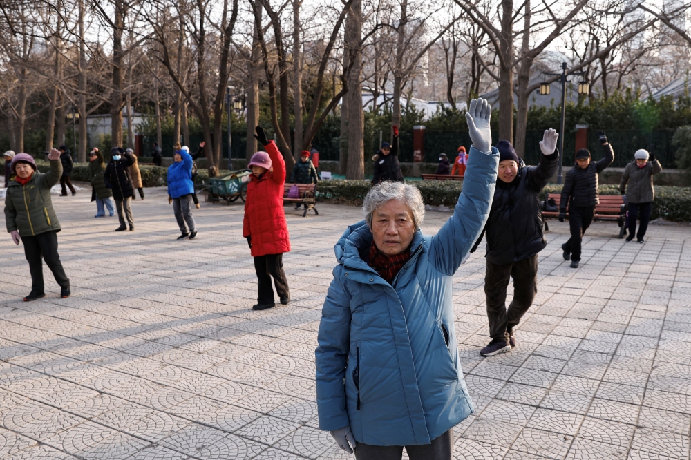 Elderly people dance at a park in Beijing, China January 16, 2024. ― Reuters pic