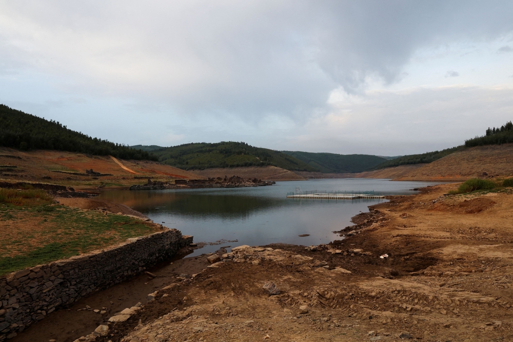 View of a previously submerged village revealed by low water level in Cabril dam reservoir in Pedrogao Grande, Portugal, July 13, 2022. — Reuters pic