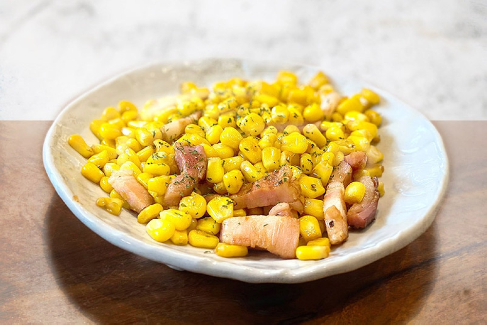 Savour this Japanese inspired bacon corn with 'shoyu' and ghee. — Pictures by CK Lim