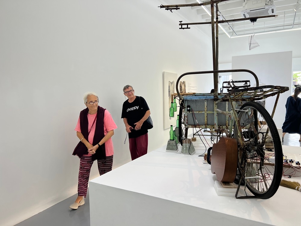 Visitors checking out the sound installation at 'The Importance of Being' exhibition. 