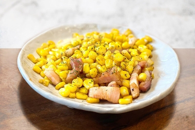 Master fusion flavours with this Japanese inspired bacon corn with ‘shoyu’ and… ghee