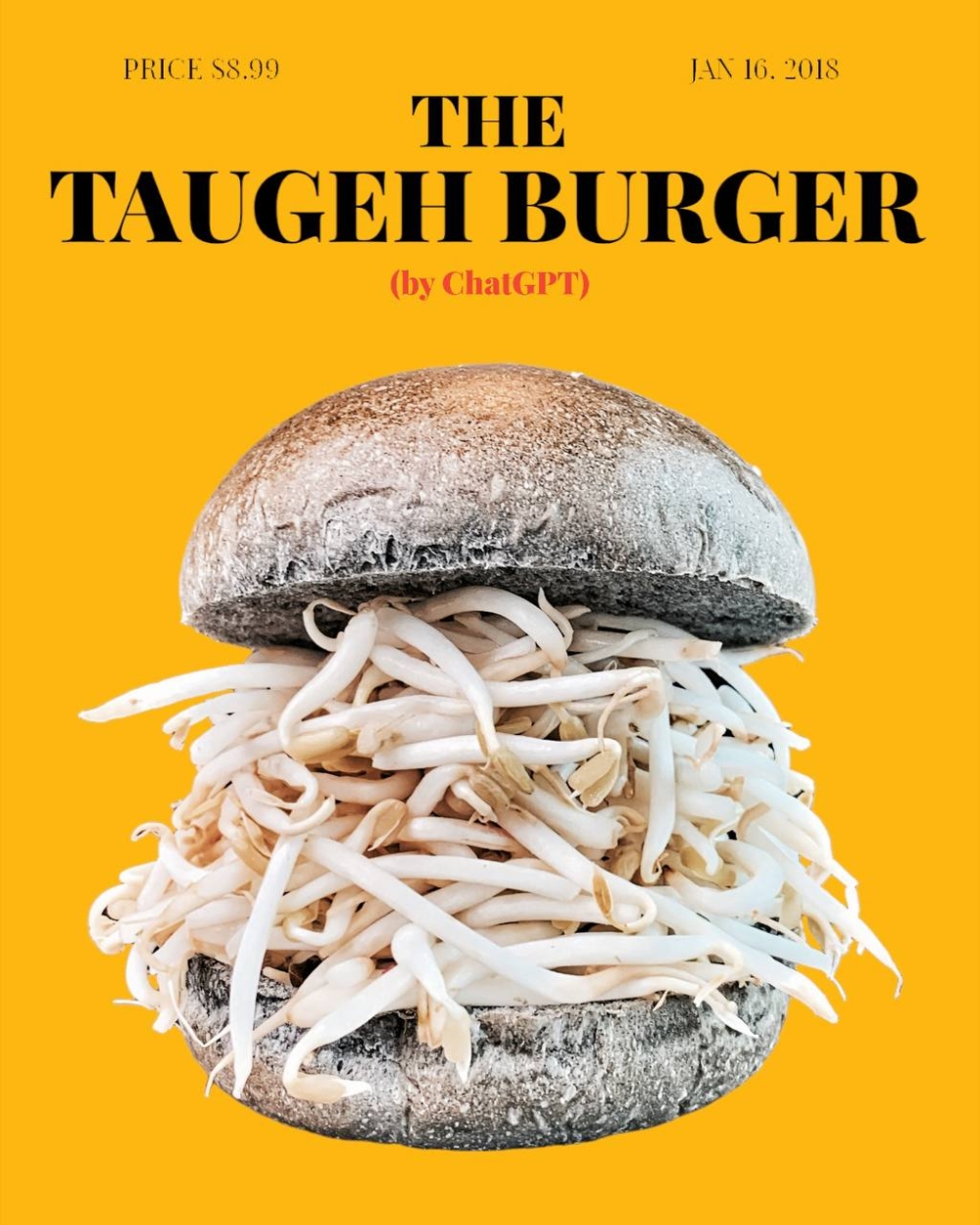 The ChatGPT generated image of a 'taugeh' burger provoked many haters and lovers of the vegetable — Picture courtesy of myBurgerLab