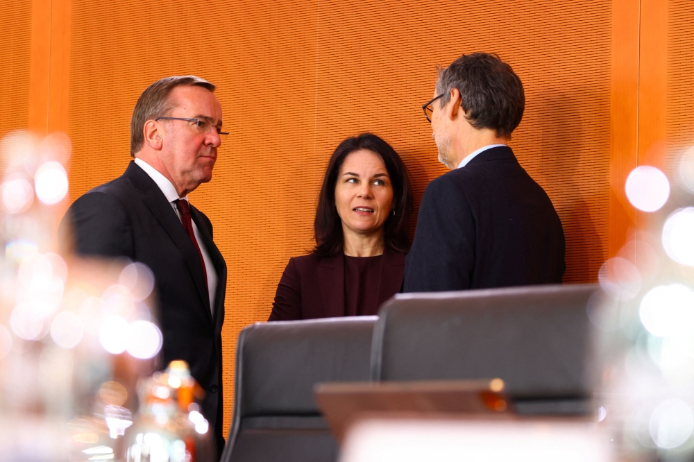 German Defence Minister Boris Pistorius and Foreign Minister Annalena Baerbock attend the weekly cabinet meeting at the Chancellery in Berlin, Germany, January 17, 2024. — Reuters pic