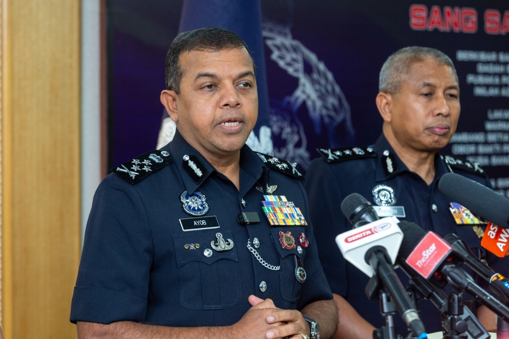Deputy Inspector-General of Police Datuk Seri Ayob Khan Mydin Pitchay speaks during a press conference at Bukit Aman in Kuala Lumpur January 23, 2024. —Picture by Raymond Manuel