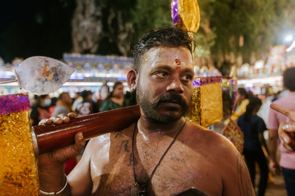 Saravanan said he reuses his ‘Iduman’ for Thaipusam every year. — Picture by Raymond Manuel