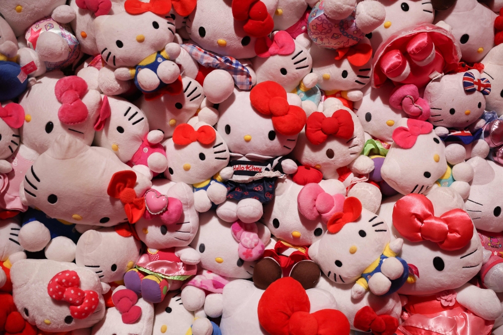 A Hello Kitty installation during a photocall of the exhibition 