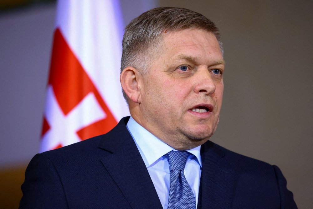 Slovakia's Prime Minister Robert Fico speaks during a press conference with German Chancellor Olaf Scholz in Berlin, Germany, January 24, 2024. — Reuters pic