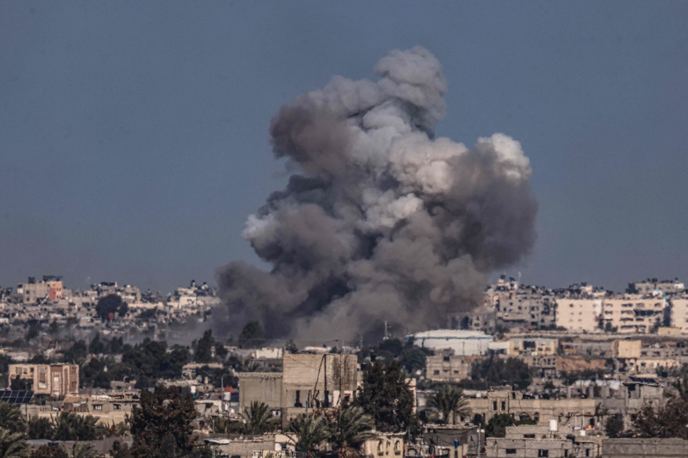 Israel bombing Rafah on January 25, 2024. — AFP pic