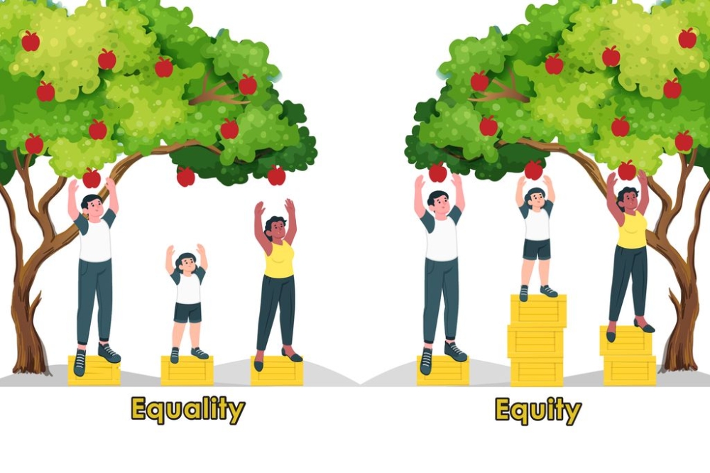 ‘Equality’ means everybody getting the same amount of funding for healthcare; while ‘Equity’ refers to distributing resources based on an individual’s condition. ― Cincainews graphics