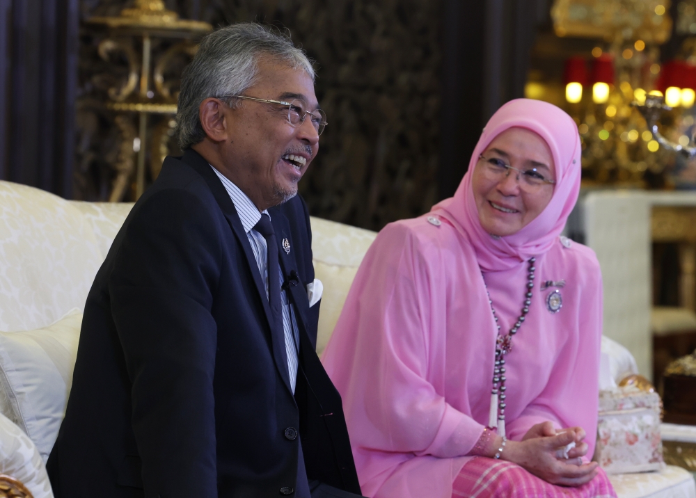 Yang di-Pertuan Agong Al-Sultan Abdullah Ri’ayatuddin Al-Mustafa Billah Shah and Permaisuri Agong, Tunku Azizah Aminah Maimunah Iskandariah during an interview at the Istana Negara in Kuala Lumpur January 29, 2024. — Bernama pic