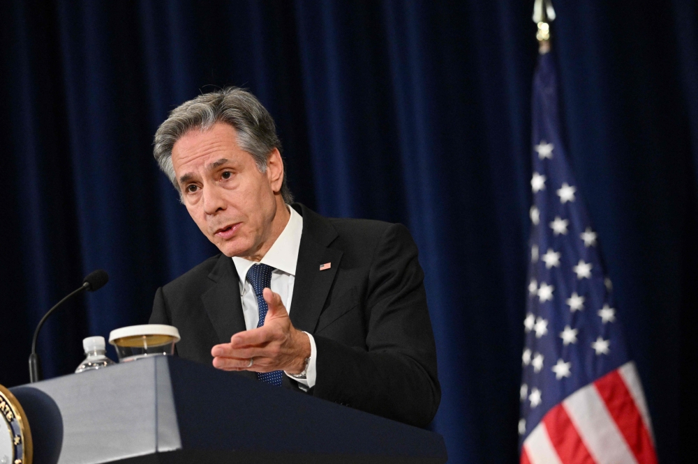 US Secretary of State Antony Blinken speaks during a press conference at the State Department in Washington, DC, on January 29, 2024. ― AFP pic