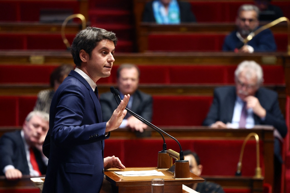 France’s first openly-gay Prime Minister Gabriel Attal said French ‘mindsets are evolving’ on LGBTQ issues in a major speech to lawmakers yesterday laying out his programme. — AFP pic